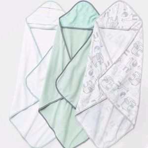 Cloud Island 3-Pack Infant Lightweight Hooded Towels - Green/Lemon - 30" x 30"